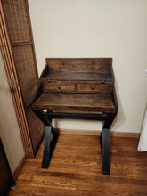 Load image into Gallery viewer, Distressed Antique World Market and Black Wood Secretary Desk
