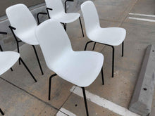 Load image into Gallery viewer, set of 5 Ikea Armchair, white, Dietmar chrome plated 3 arm chains 2 dining chairs.
