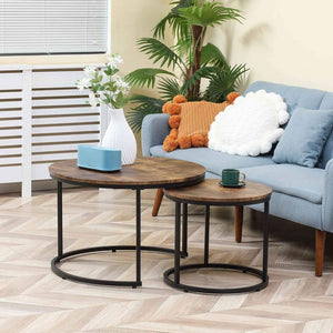 HOMCOM Nesting Tables, 29" Round Coffee Table Set of 2, Modern Side Tables for Living Room $80