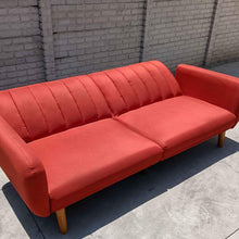 Load image into Gallery viewer, Novogratz Brittany Linen Futon Convertible Sofa &amp; Couch modern art Deco orange  Free delivery
