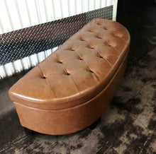 Load image into Gallery viewer, half-moon 4.5&#39; leather tufted storage bench
