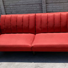 Load image into Gallery viewer, Novogratz Brittany Linen Futon Convertible Sofa &amp; Couch modern art Deco orange  Free delivery
