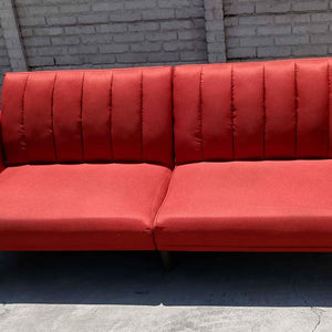 Novogratz Brittany Linen Futon Convertible Sofa &amp; Couch modern art Deco orange  Free delivery