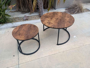 HOMCOM Nesting Tables, 29" Round Coffee Table Set of 2, Modern Side Tables for Living Room $80