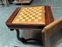 Load image into Gallery viewer, vintage solid wood chess / checkers gaming table side table 31”
