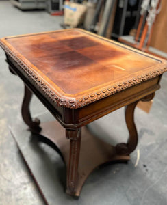 vintage solid wood chess / checkers gaming table side table 31”