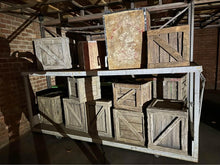 Load image into Gallery viewer, Survivor show crates 100 each rustic solid wood prop or storage
