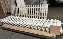 Load image into Gallery viewer, 55’ of white picket fence in 10’ /5’ pieces set to stand upright prop (rental)
