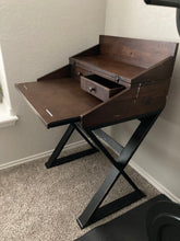 Load image into Gallery viewer, Distressed Antique World Market and Black Wood Secretary Desk
