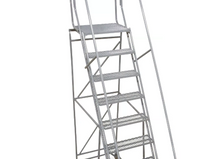 Load image into Gallery viewer, 10 Step Rolling Ladder - Assembled with 30&quot; Top Step and rail (Rental)
