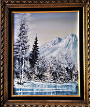 Load image into Gallery viewer, 1960&#39;s Carter 24 x 20 Hand painted winterscape  Oil on canvas gold framed
